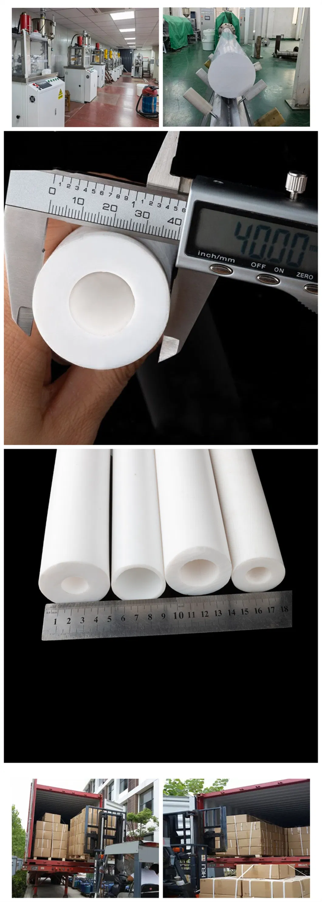 China Factory Customized Molded PTFE Pipe Plastic Tube PTFE Material